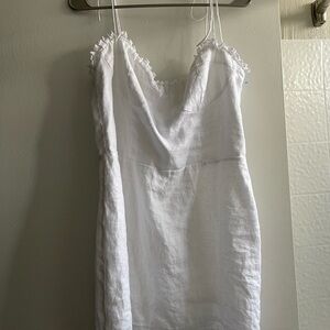 Reformation White Ruffled linen Dress